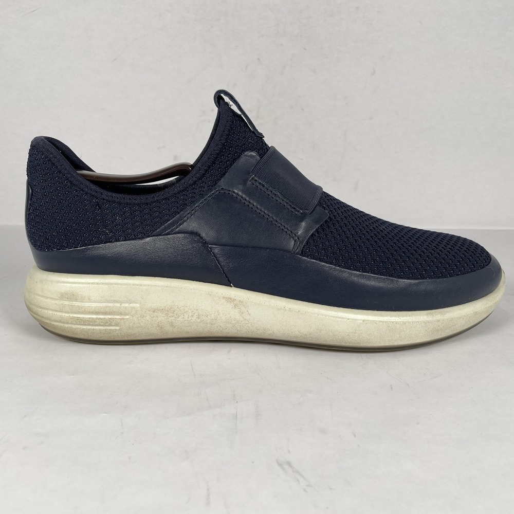 Ecco Shoes Mens Size 11 Navy Blue‎ Slip On Comfort Mesh Leather Casual Sneakers